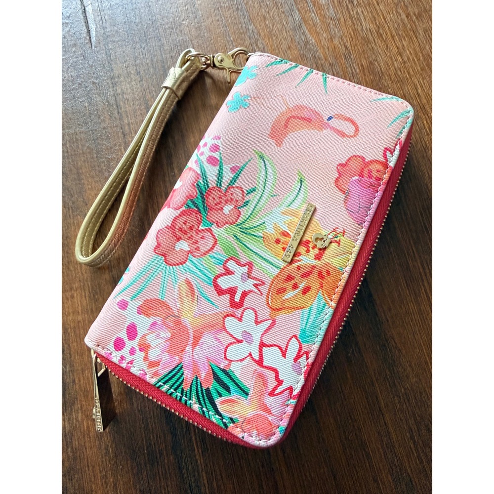 Spartina 449 Wallet Flamingo Floral Retreat Wristlet Zip Around Tropical Pink